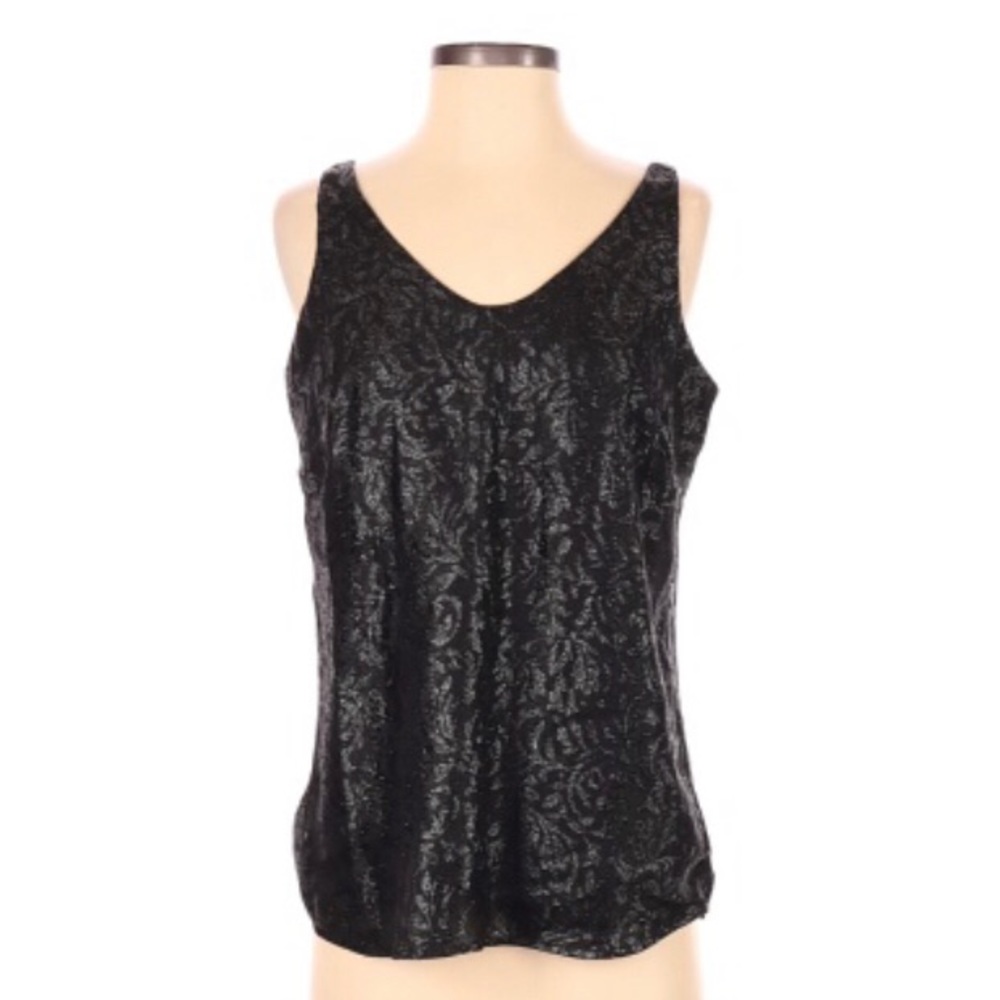 ANN TAYLOR LOFT  SHIRT TANK STYLE BLACK SPARKLY